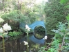 Large pond with blue bridge